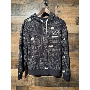 Basquiat Hoodie Mens Small Black Abstract Hooded Pockets Jean-Michel Art